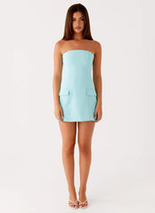Allora Strapless Mini Dress Turquoise