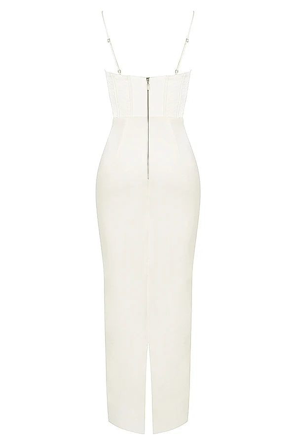 ivory corset maxi dress