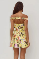 AVETA OFF SHOULDER MINI DRESS KENDALL YELLOW