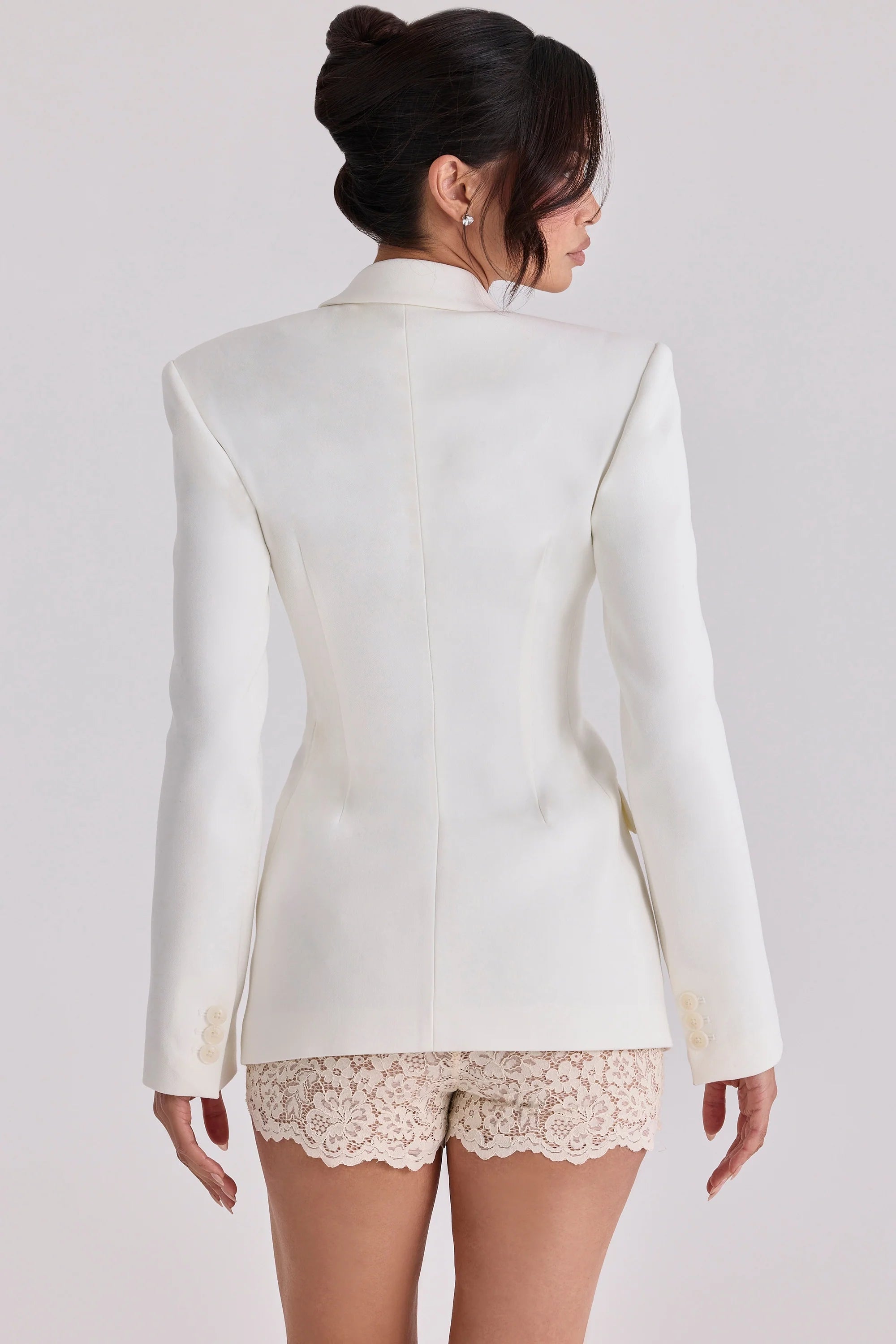 vintage ivory crepe hourglass blazer jacket