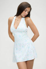 Audrey Floral Satin Mini Dress French Riviera