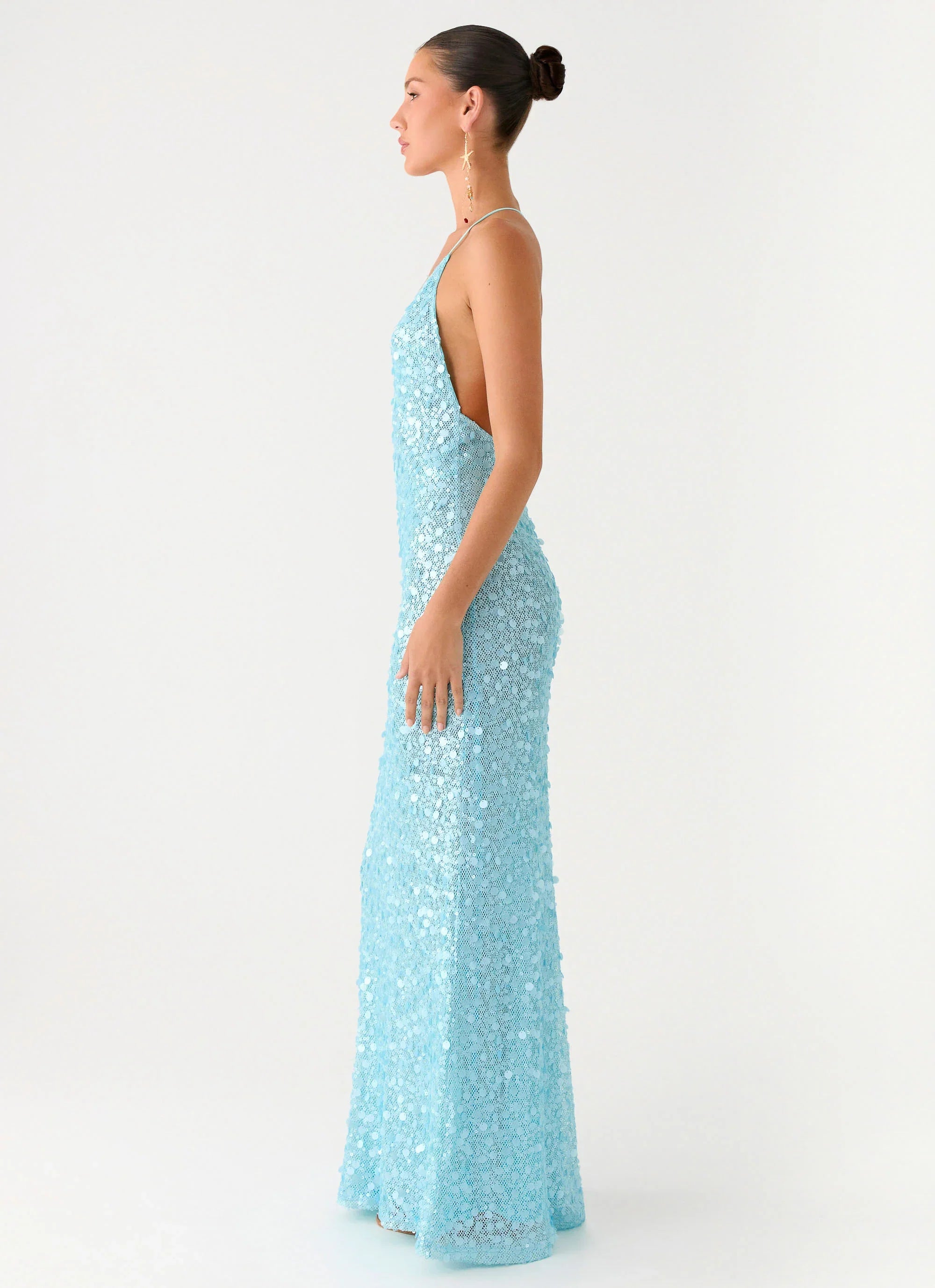 Ocean Views Sequin Maxi Dress Blue