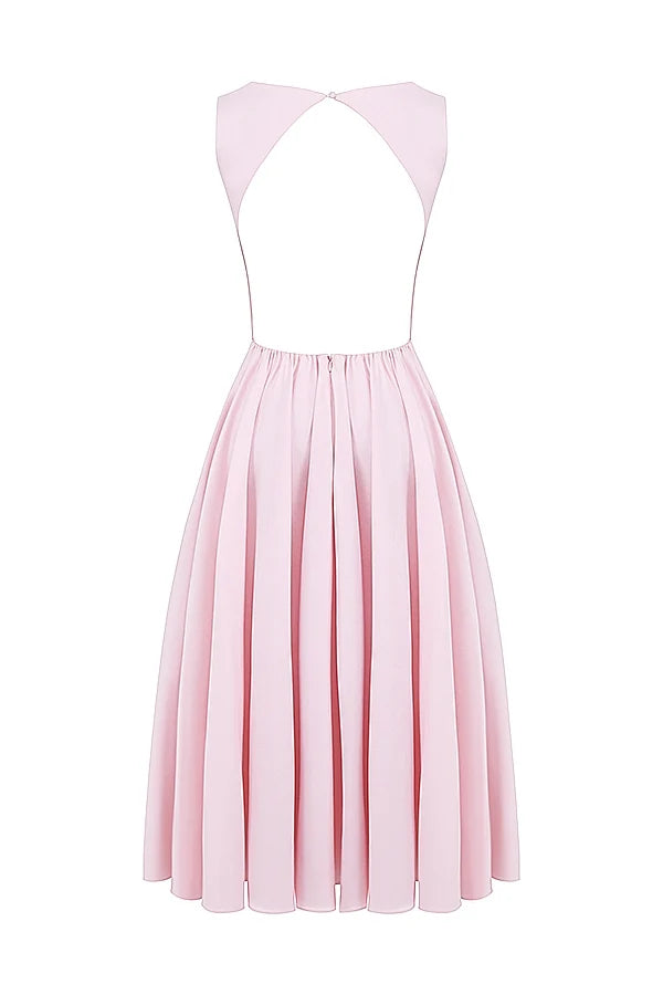 ballerina pink twill midi sundress