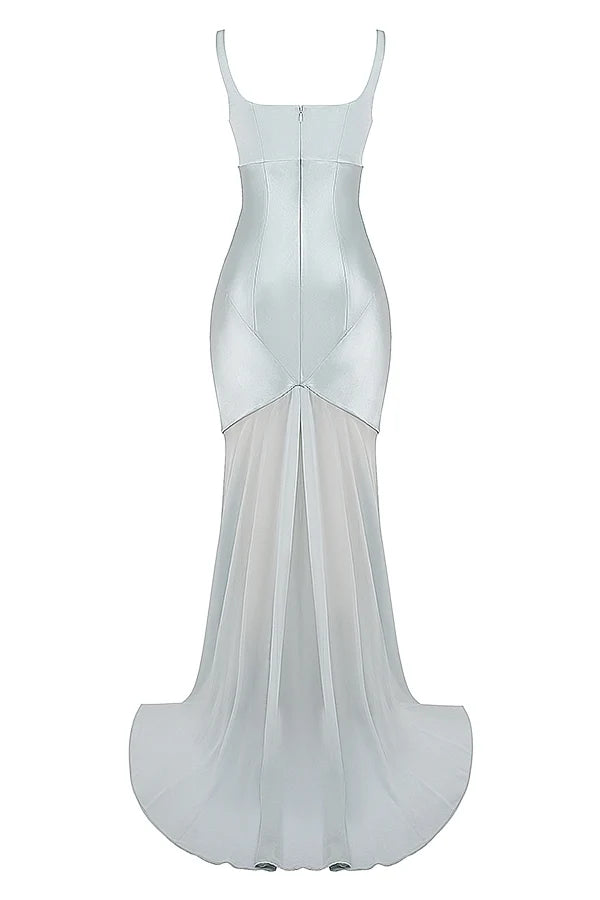 pistachio chiffon floor length gown