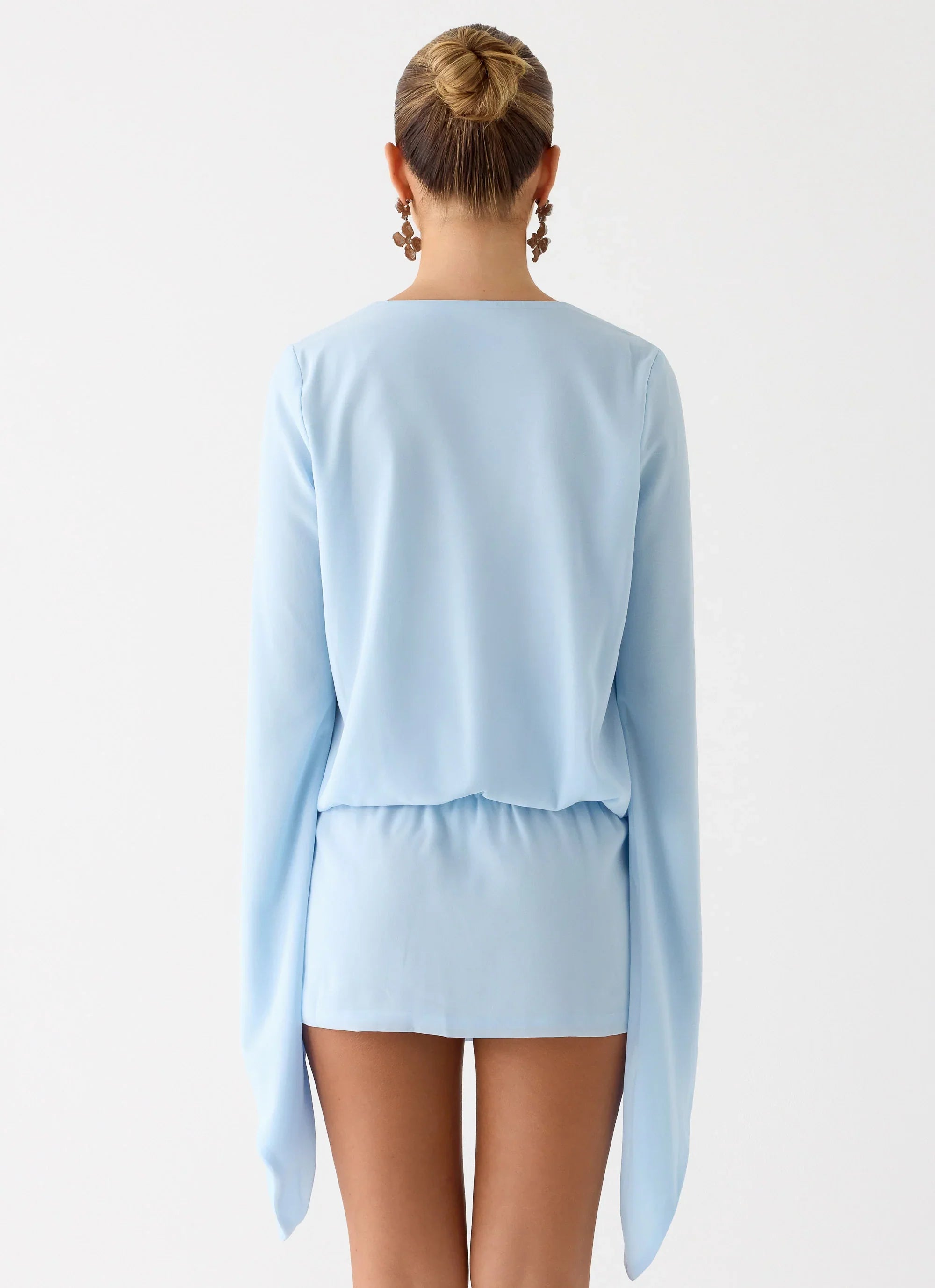 Junia Long Sleeve Mini Dress Pale Blue
