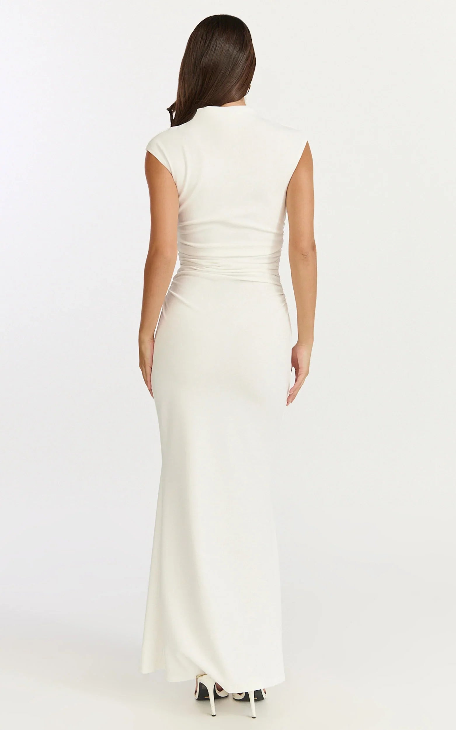 Eira Maxi Dress High Neck Cap Sleeve Maxi Dress in White