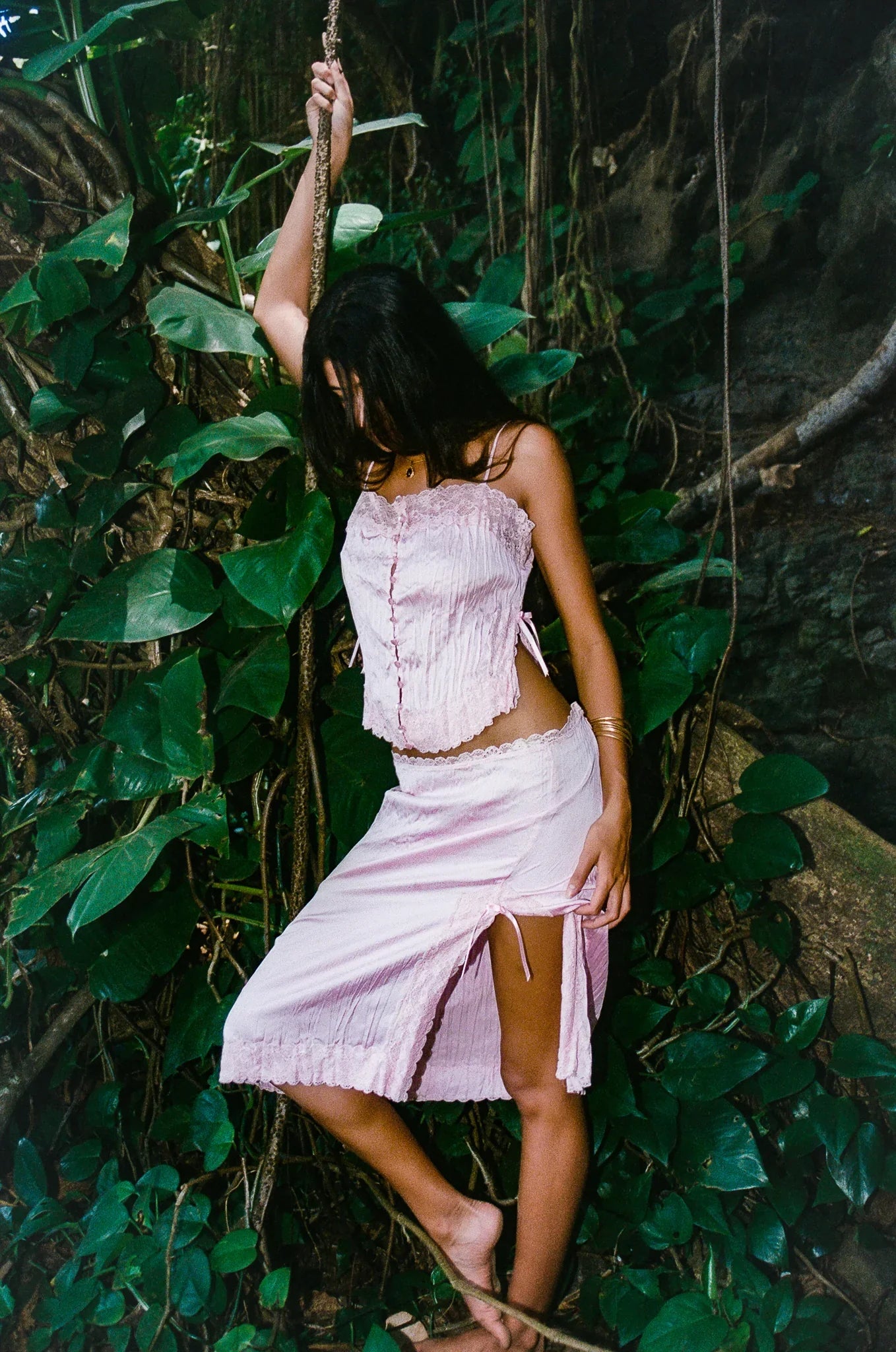 Countryside Satin Midi Skirt French Rose