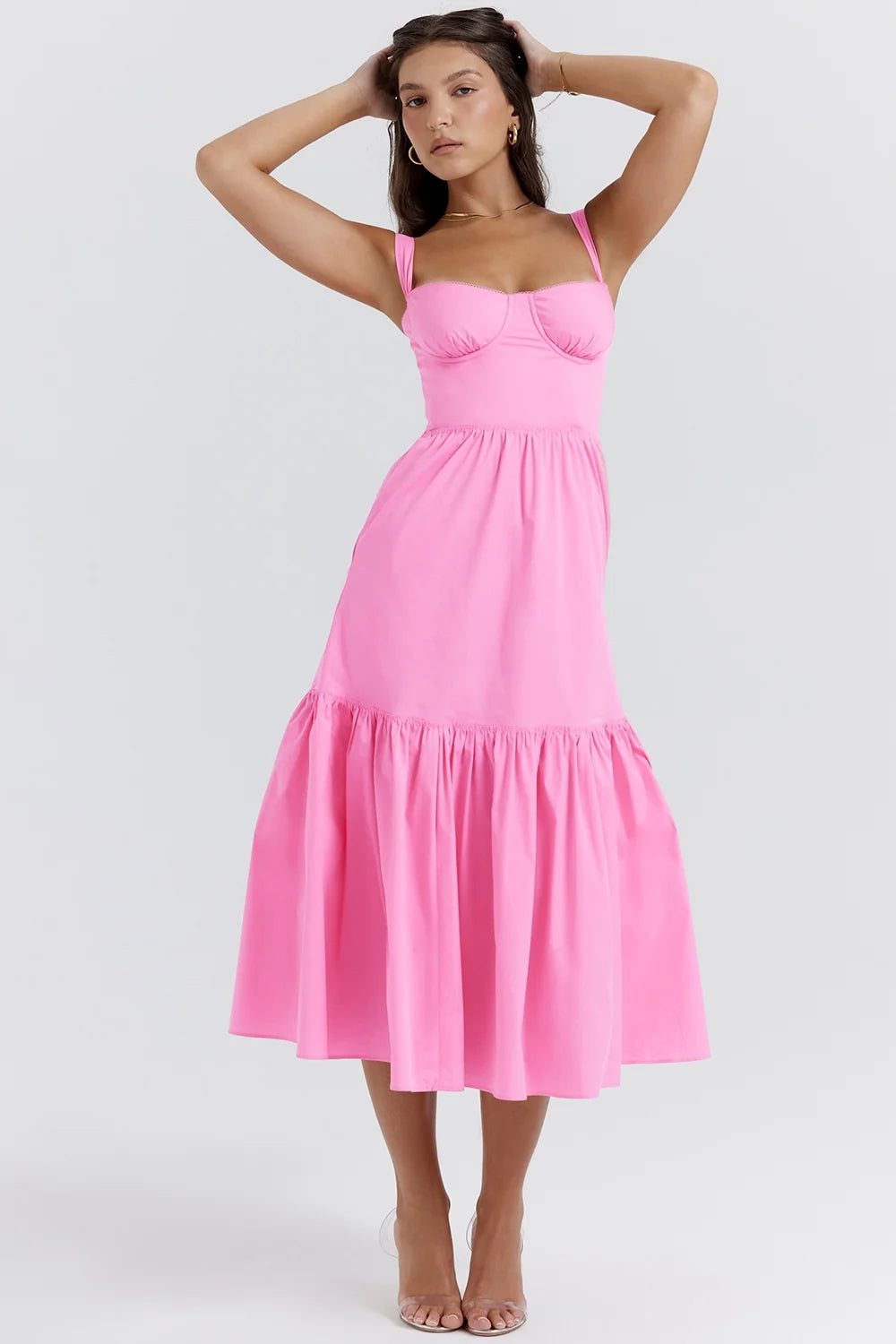 french pink midi sundress