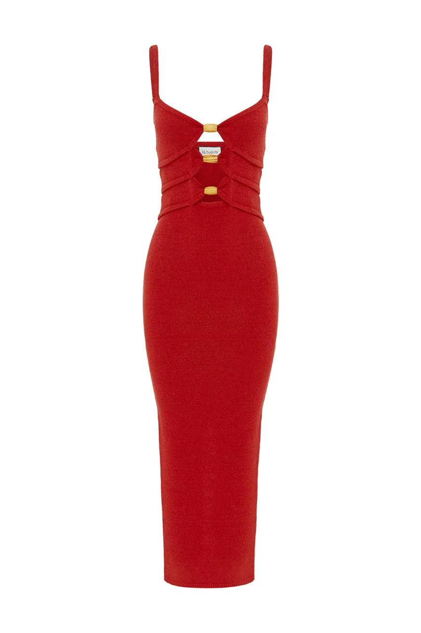 NORMANI MIDI DRESS RED