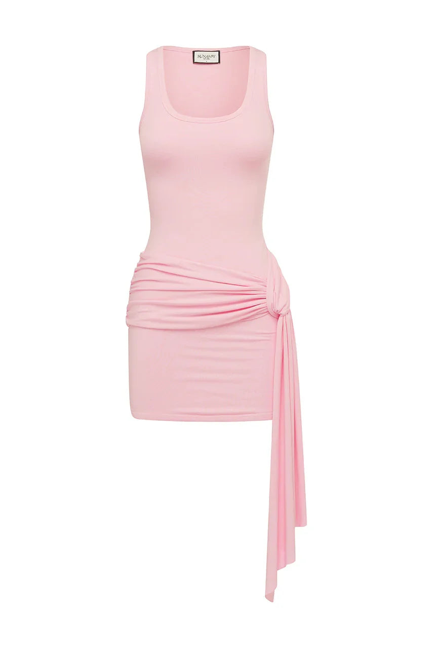 FELIX TIE FRONT MINI DRESS MUSK