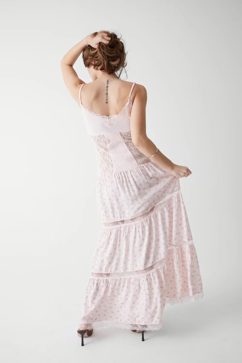 Vineyard Crochet Floral Maxi Dress Baby Bouquet Pink