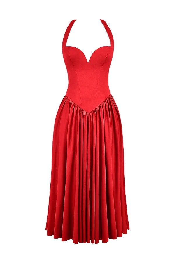 scarlet halter midi dress