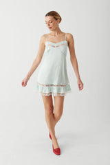 Carson Satin Mini Dress Pistachio