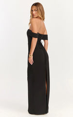 Karina Maxi Dress Off Shoulder Corset Bodice Lace Up Back Dress in Black