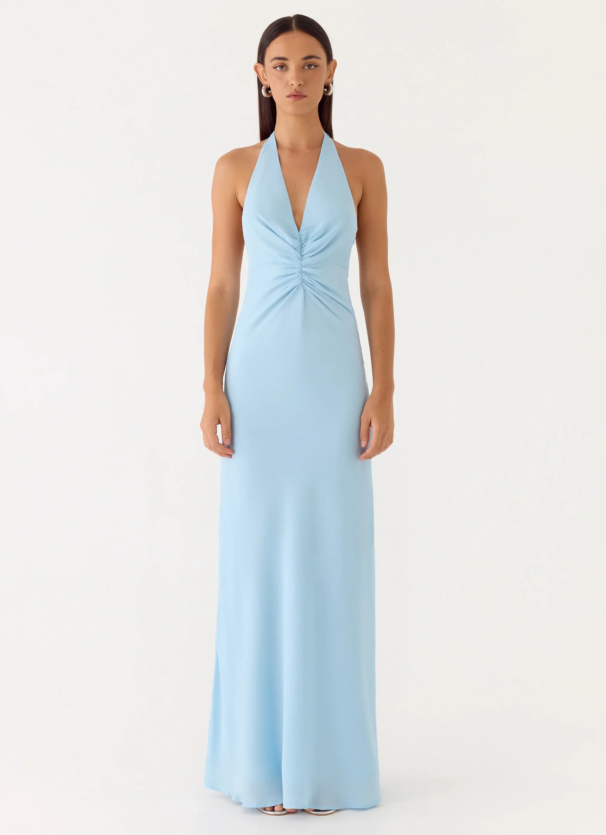 Sharpay Halter Maxi Dress Pale Blue