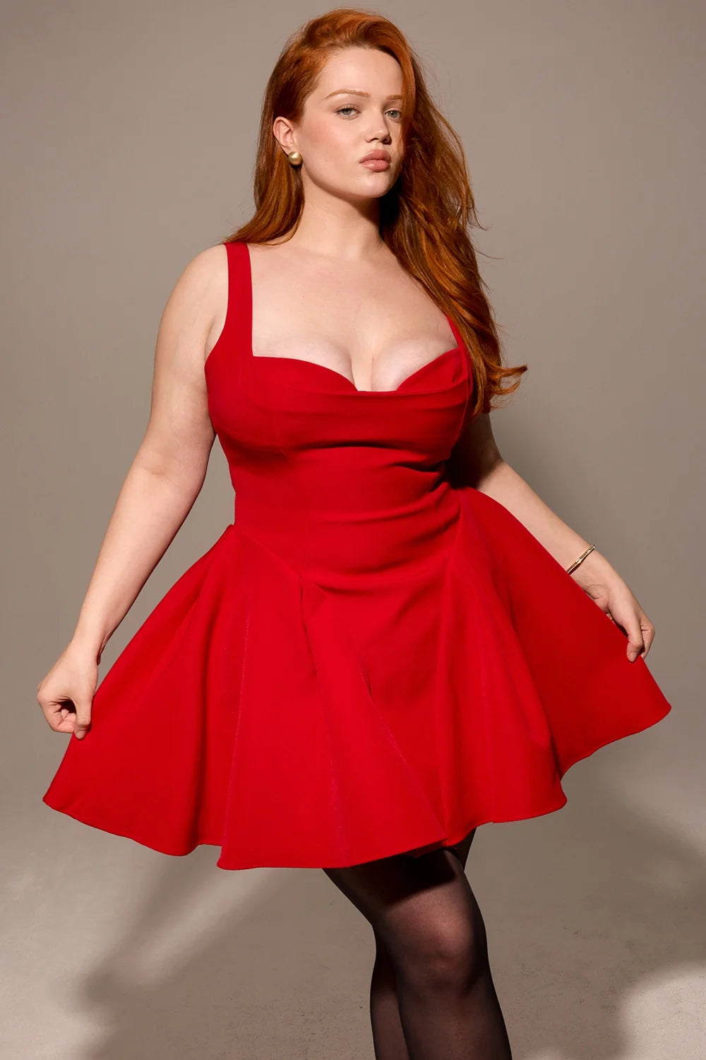 holly red crepe mini dress