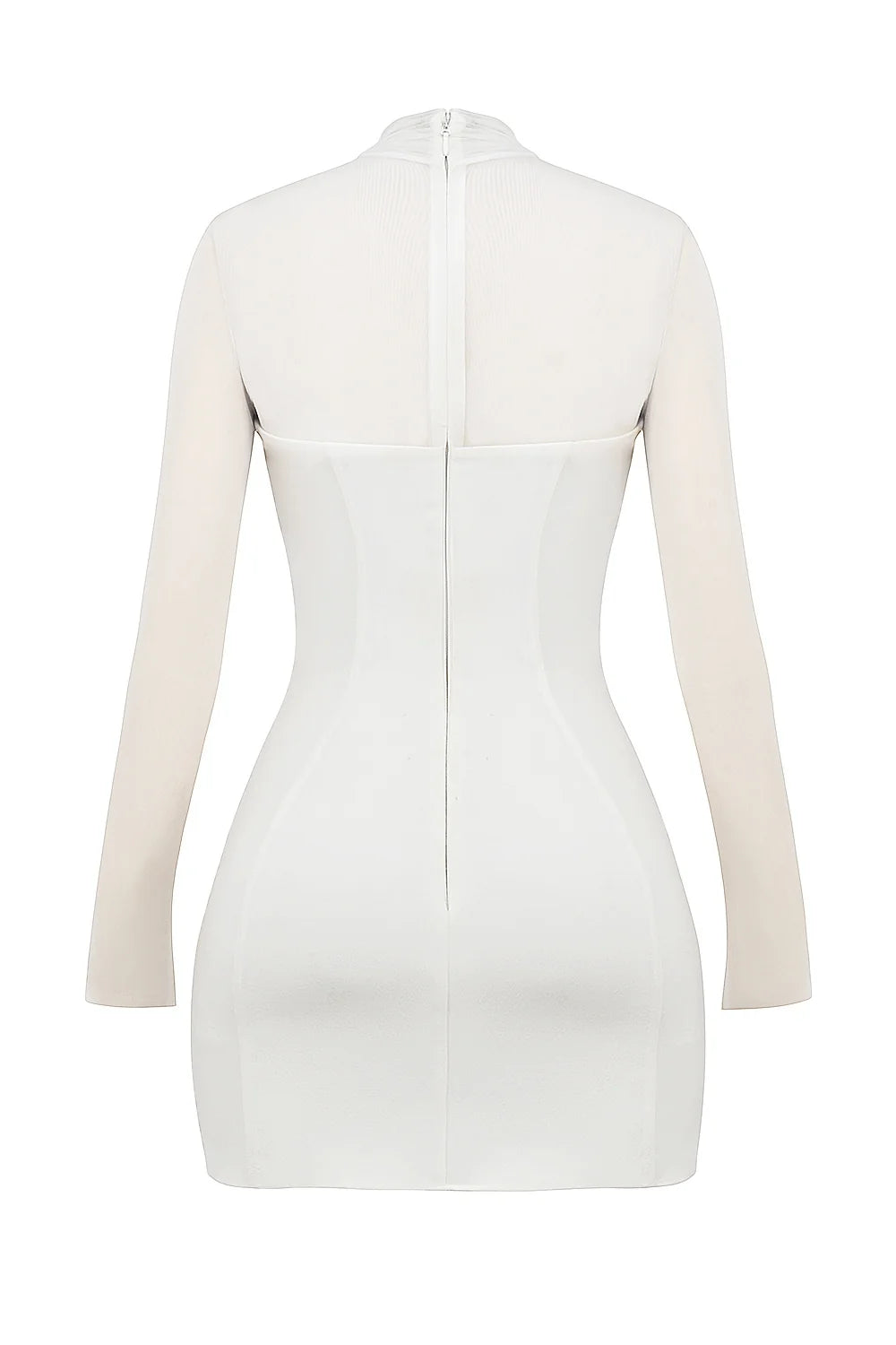 white plunge mini dress