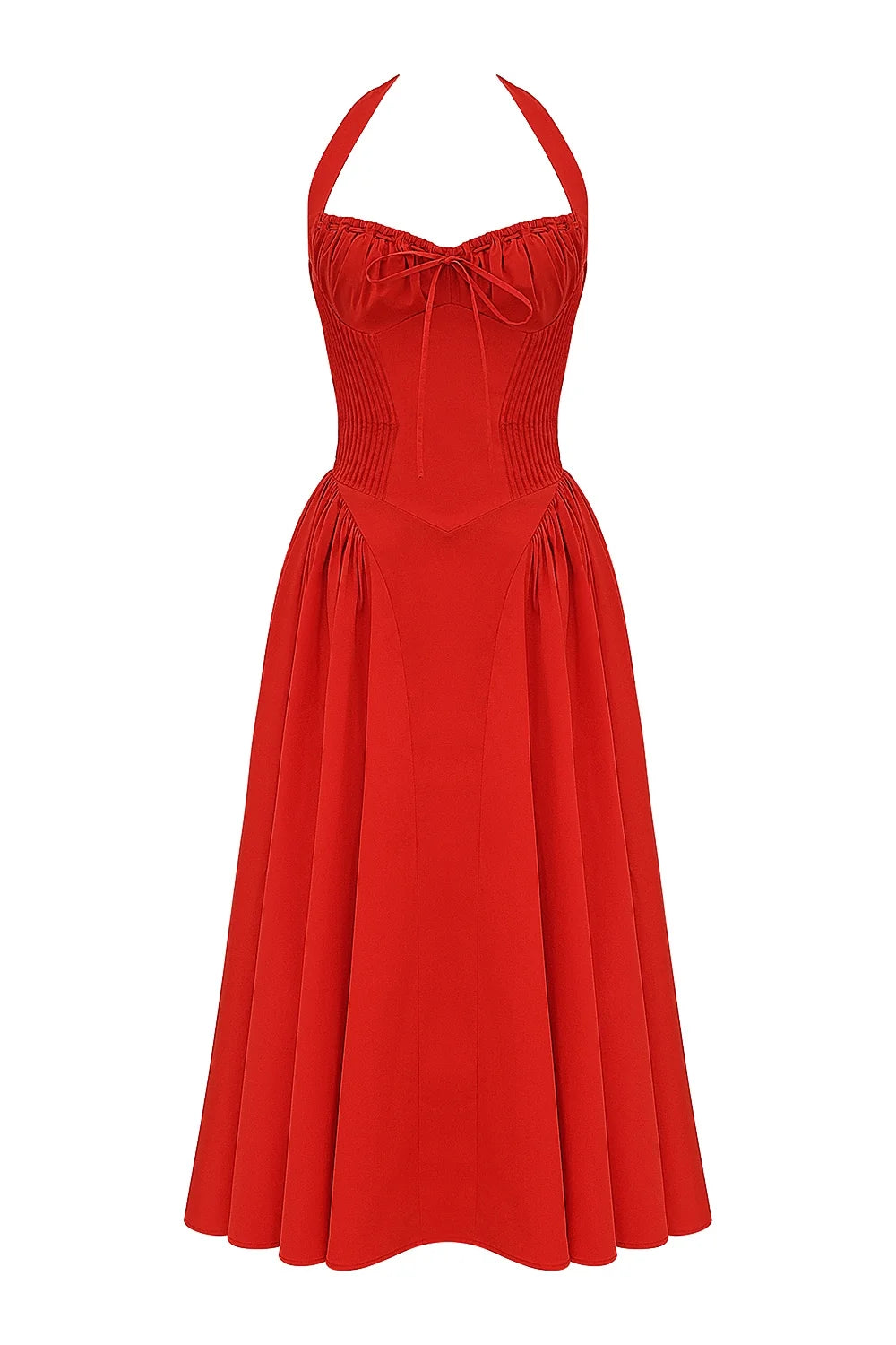 italian tomato cotton halter sundress