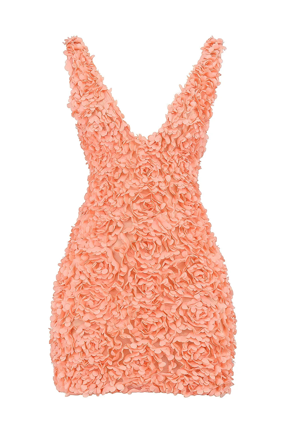 sorbet plunge floral appliqué mini dress