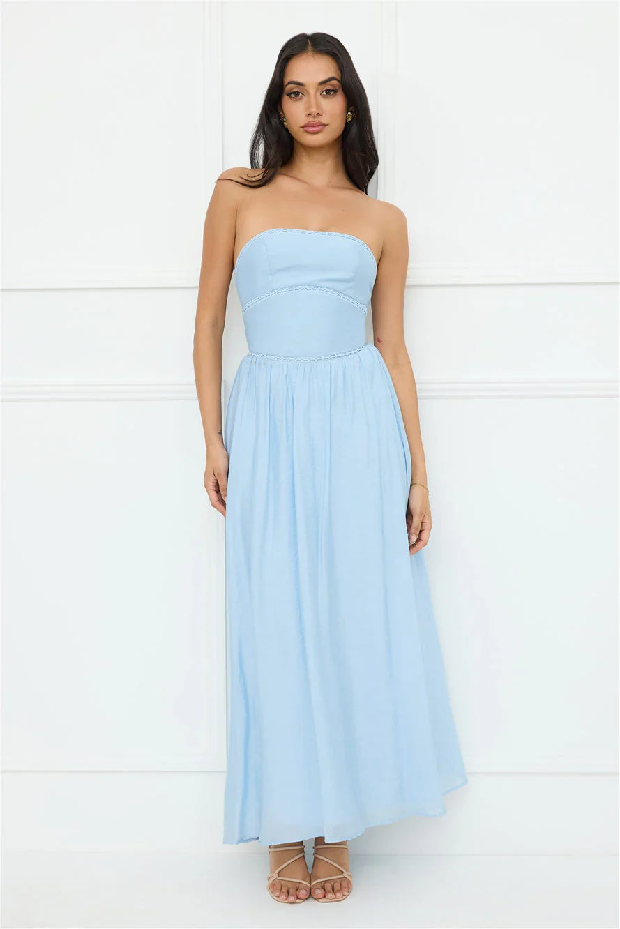 Luxurious Glow Strapless Maxi Dress Blue