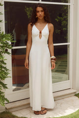 UNITY LOW PLUNGE MAXI DRESS WHITE