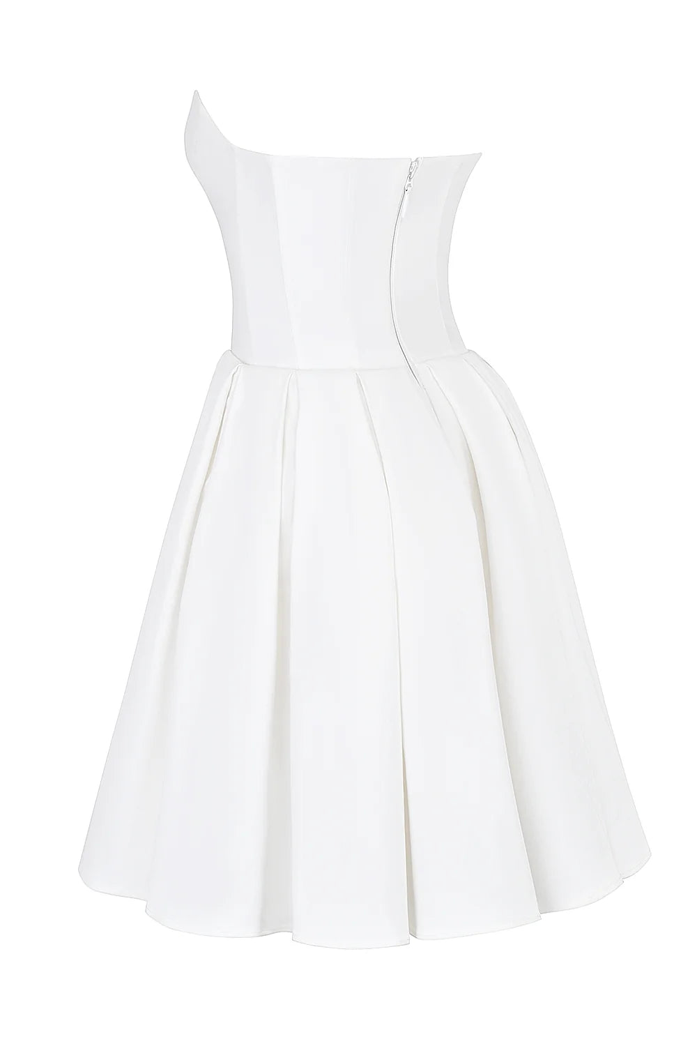 white strapless pleated mini dress