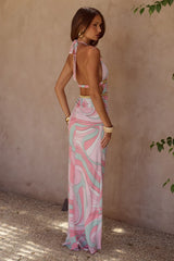 XYLIA HALTER LOW PLUNGE MAXI DRESS CAMINO PINK