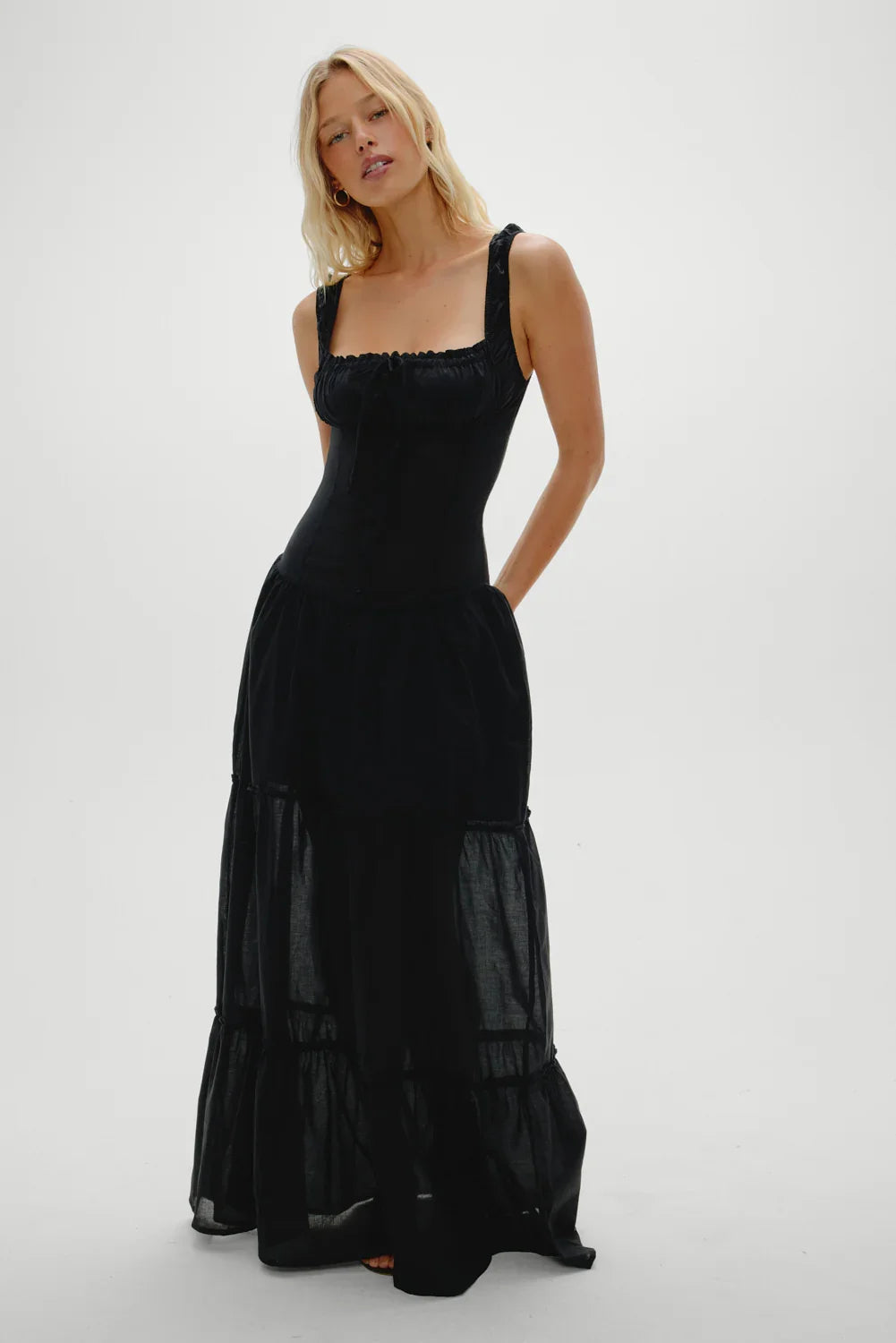 Christabelle Ruffle Maxi Dress Black