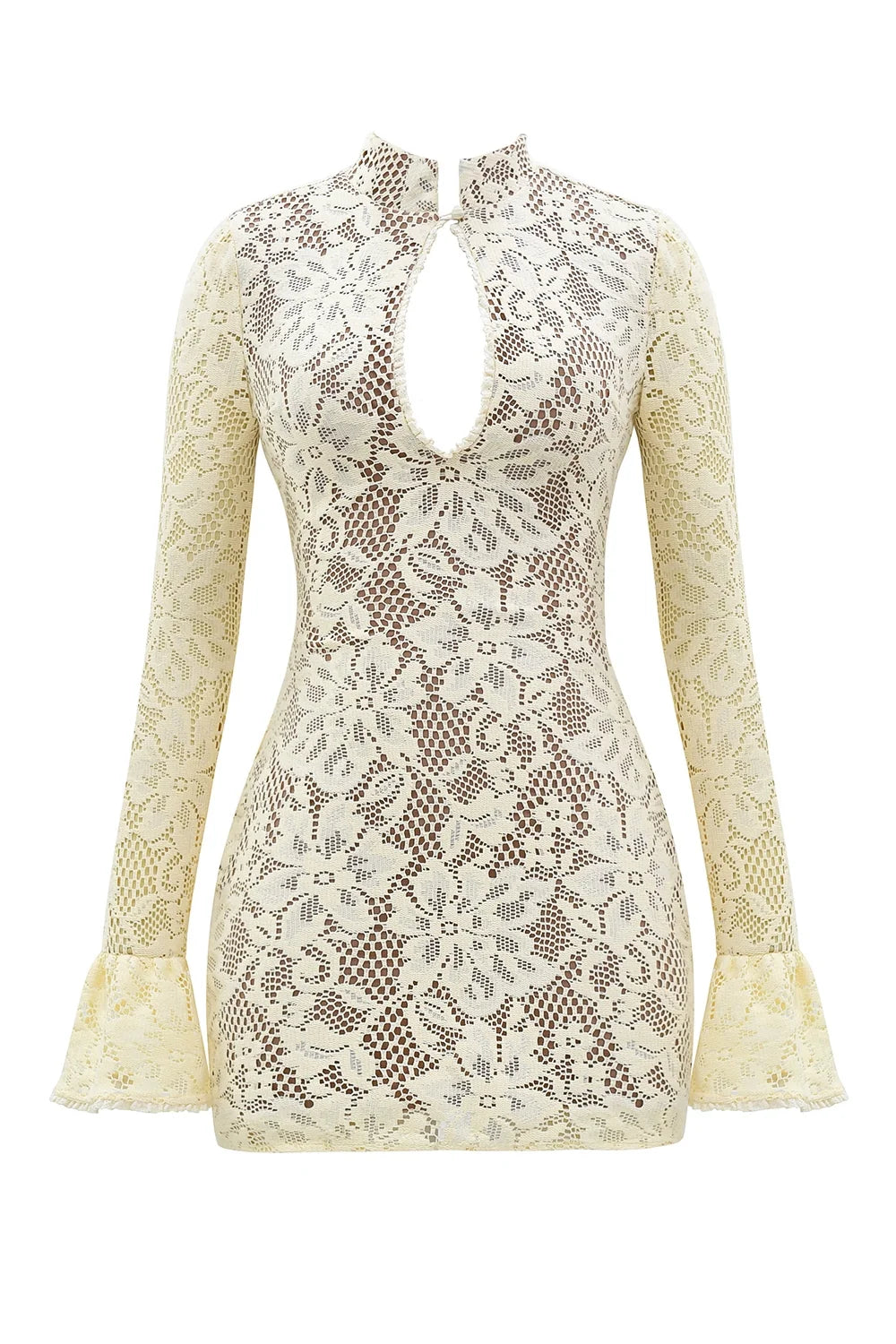 buttermilk keyhole lace mini dress