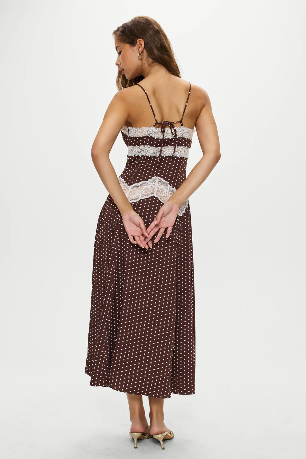 Ethereal Lace Maxi Dress Chocolate Dot