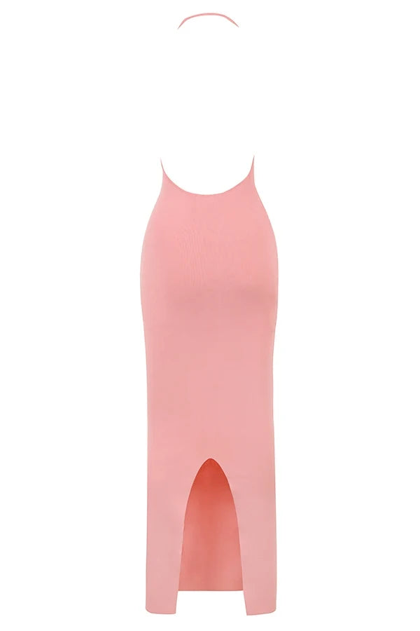 apricot plunge maxi dress