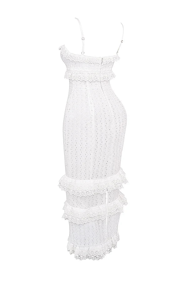 white broderie maxi dress