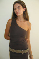 Chance One Shoulder Asymmetrical Dress Creme Brulee