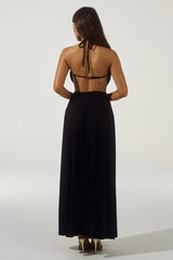 GENIA CROSS FRONT MAXI DRESS BLACK