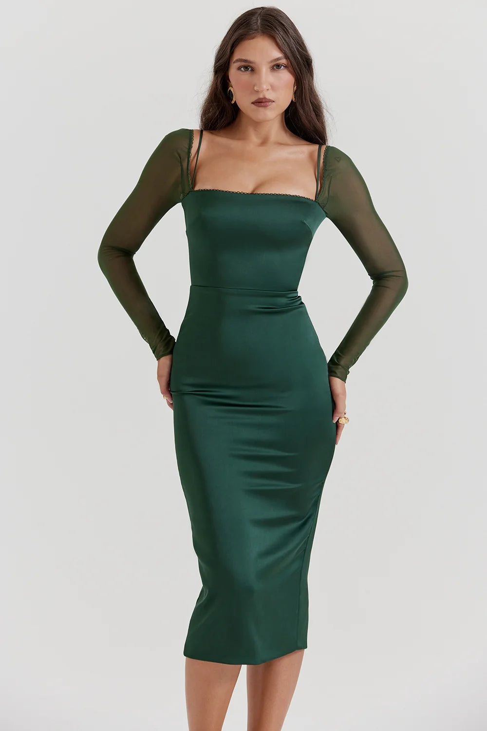 emerald green midi dress