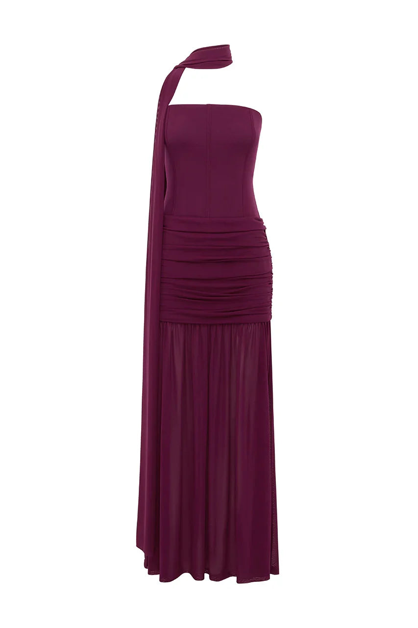 LILLIE CORSET MAXI DRESS PLUM