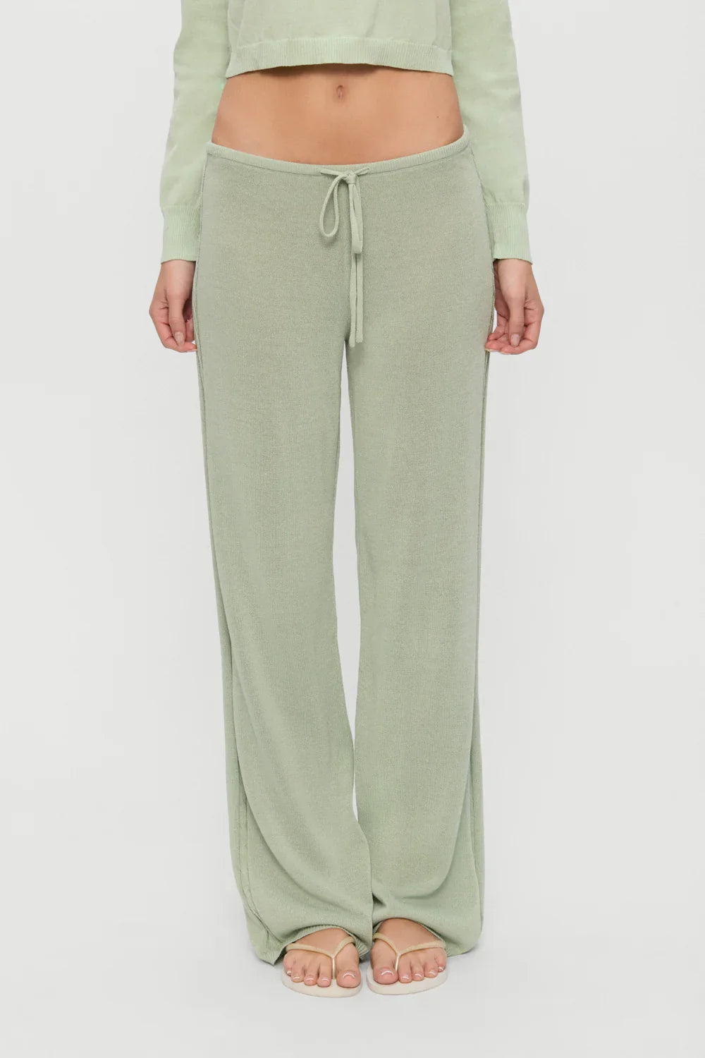 Ela Low Rise Knit Pants Eucalyptus