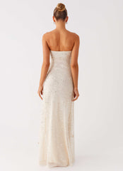 Orelli Shell Sequin Knit Maxi Dress Ivory