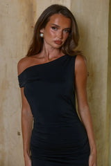 STEPHANIE ONE SHOULDER MAXI DRESS BLACK