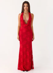 Mitchella Lace Maxi Dress Red