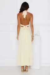 Palm Avenue Halter Maxi Dress Yellow
