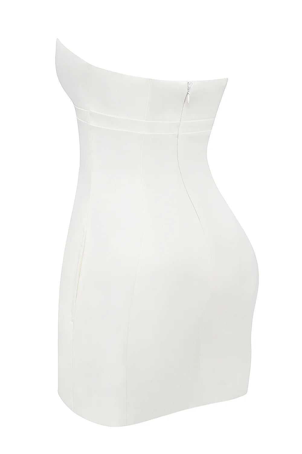 white strapless twill mini dress
