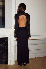MARTINA SLEEVED KNIT MAXI DRESS BLACK