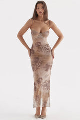cream floral print maxi dress