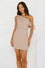 Sippin Pretty Off Shoulder Mini Dress Sand