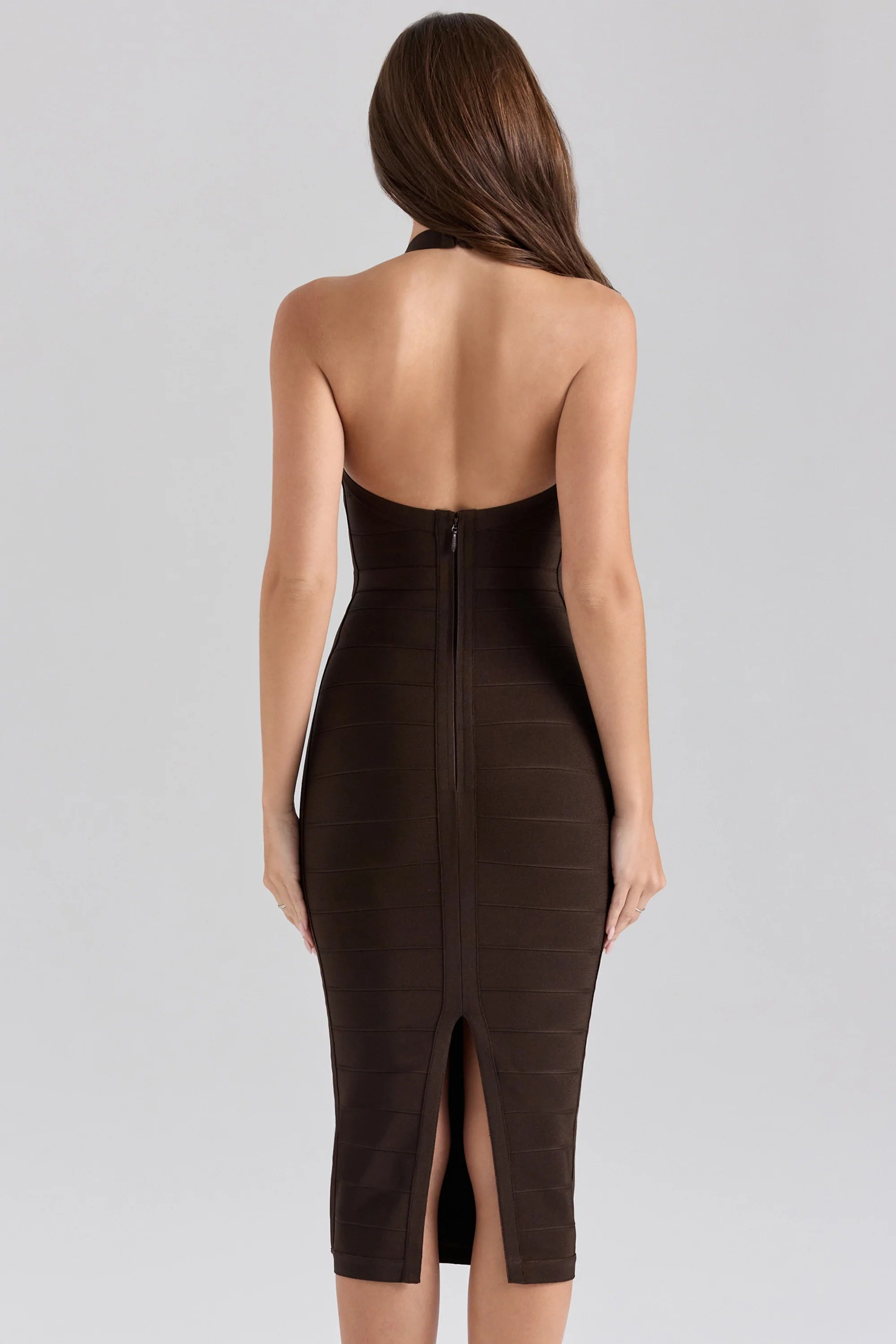 chocolat halter midi bandage dress