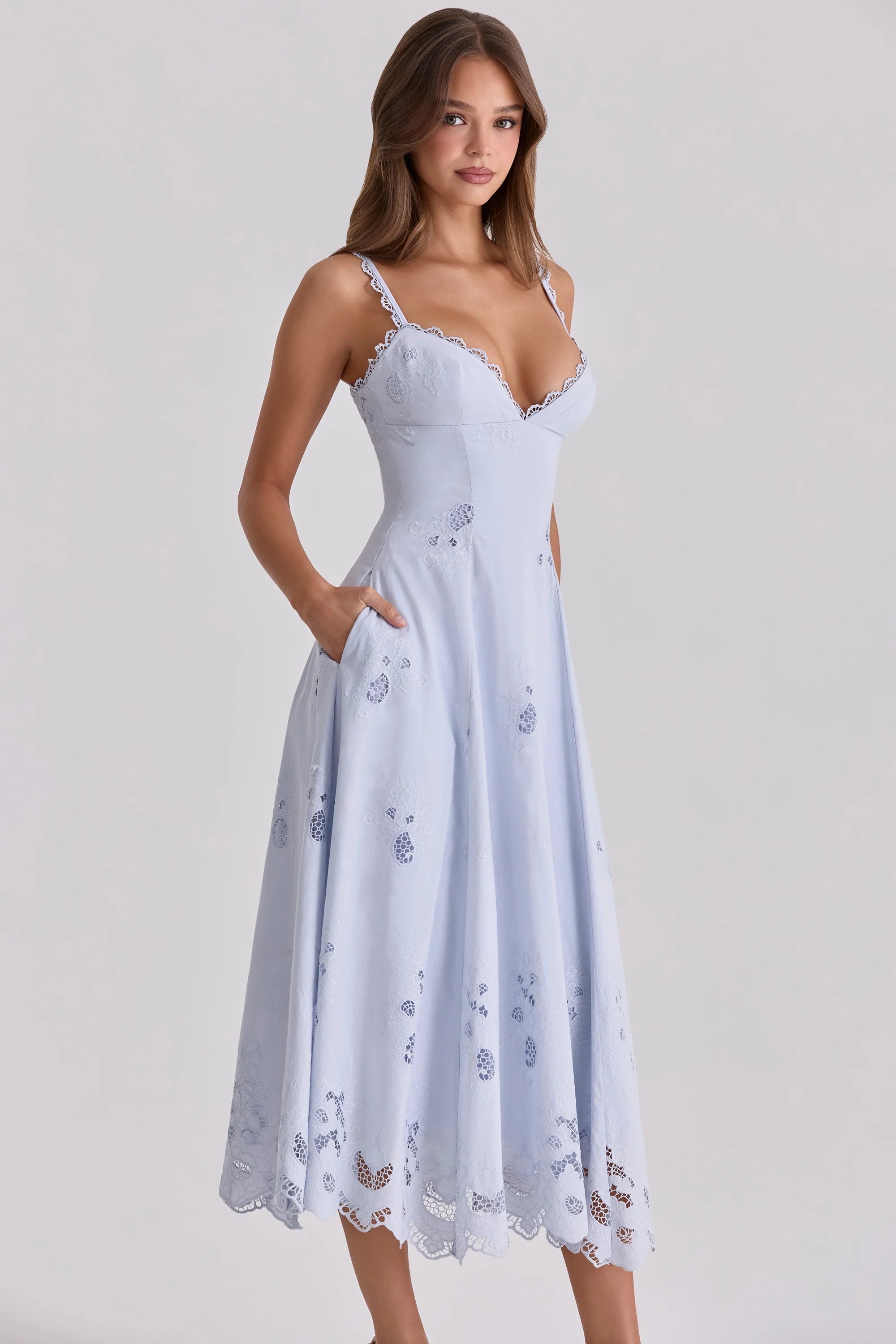 bluebell lace cotton broderie anglais midi sundress