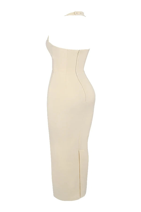 ecru halter maxi dress