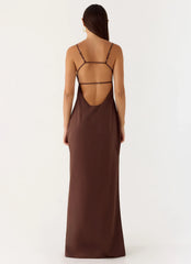 Off The Table Linen Maxi Dress Chocolate