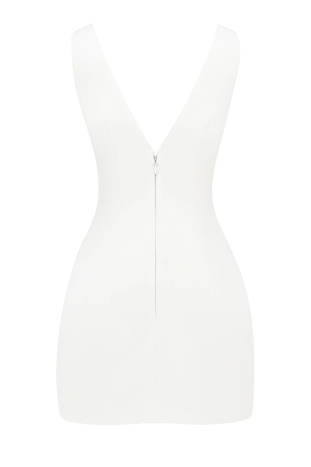 white plunge mini dress
